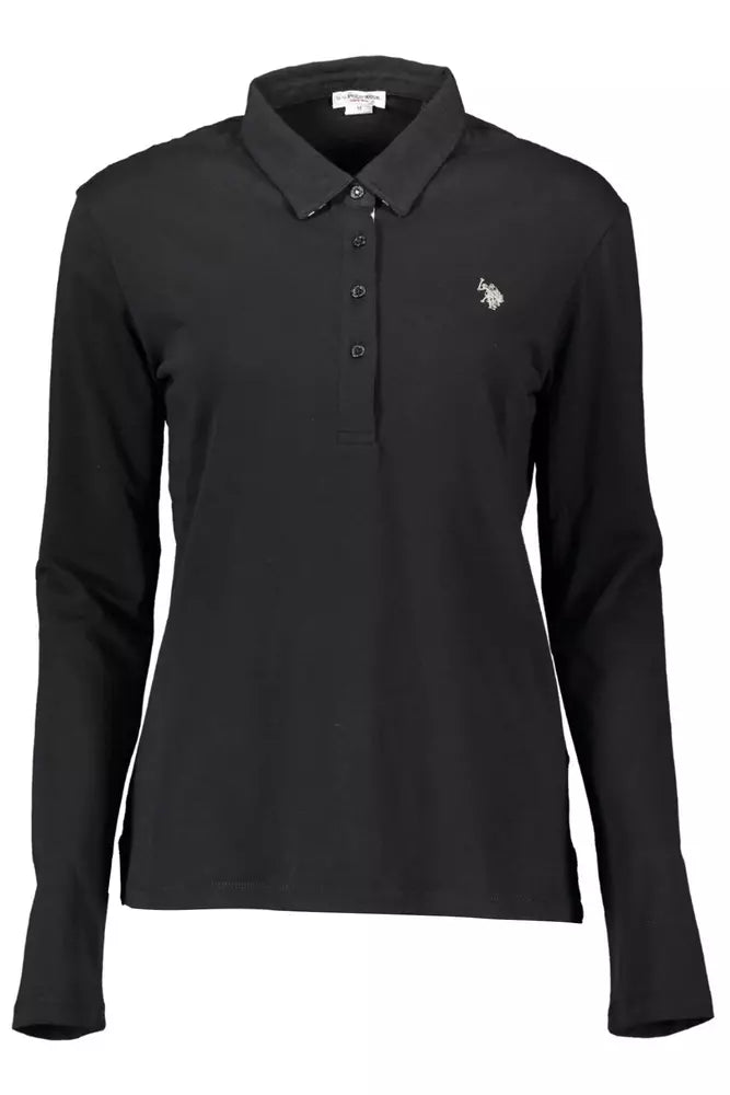 Black Cotton Women Polo Shirt