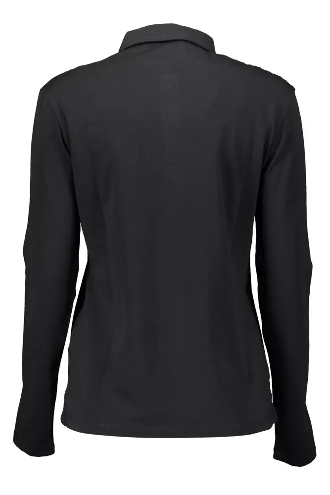 Black Cotton Women Polo Shirt