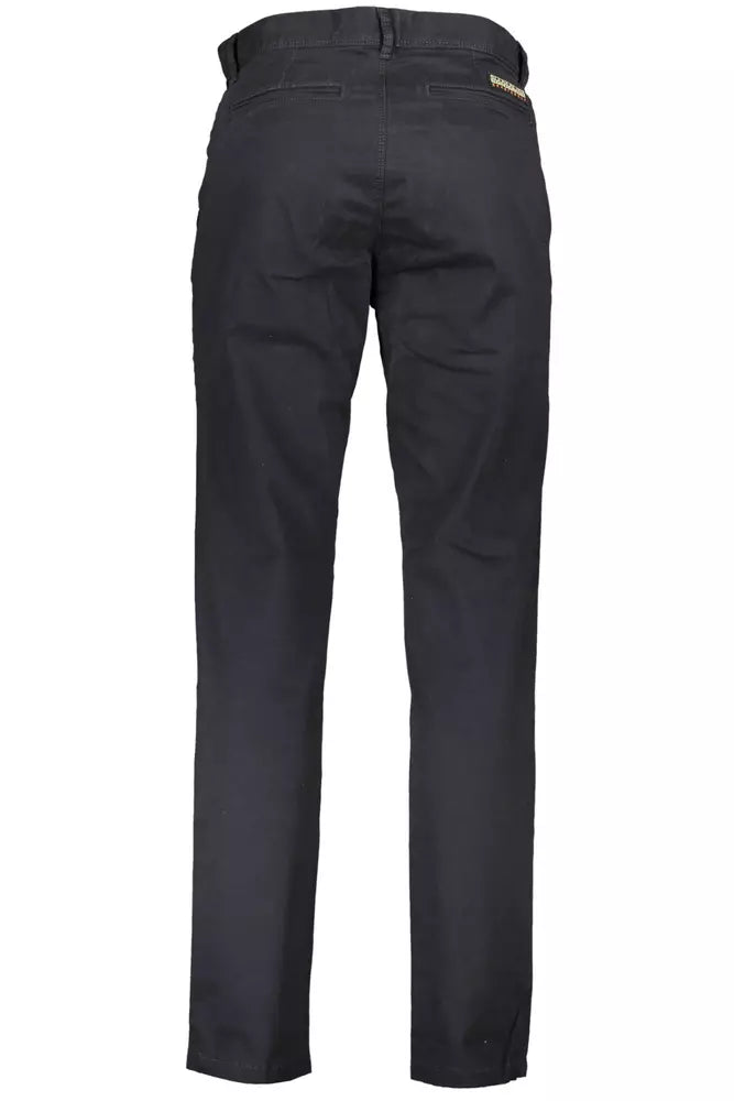 Sleek Black Cotton Blend Trousers