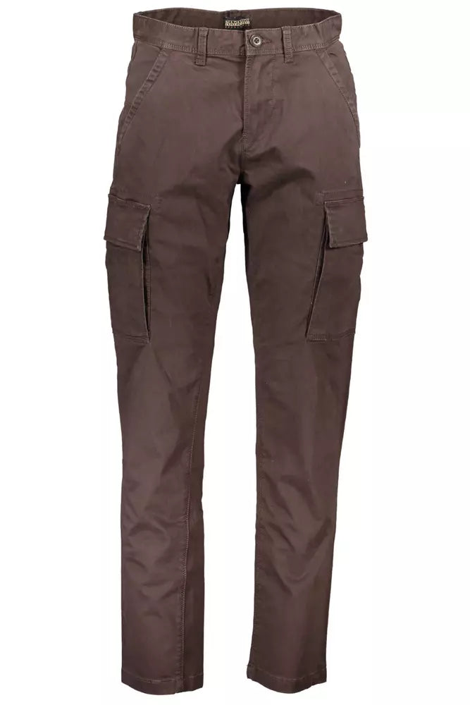 Chic Brown Cotton Stretch Trousers