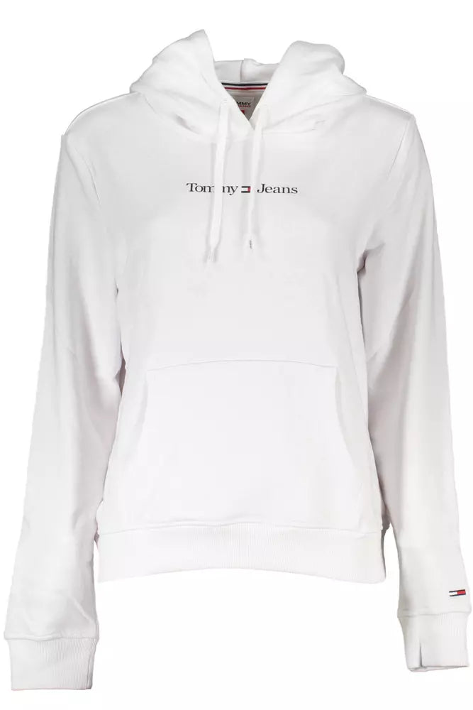 Chic White Hooded Sweatshirt with Logo Print