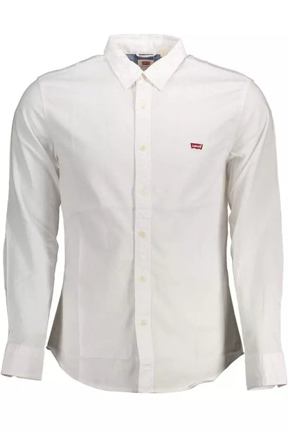 Elegant White Slim-Fit Button-Down Shirt