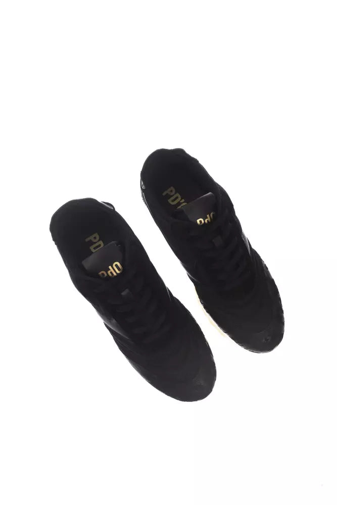 "Black Leather Men Sneaker"