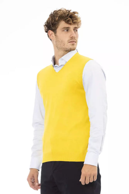 Yellow Viscose Men Vest