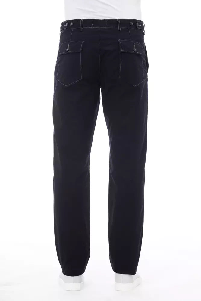 Blue Cotton Men Pants