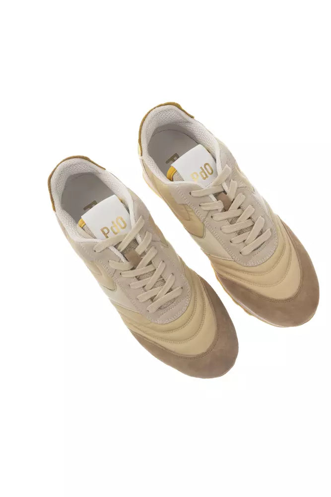 Beige Leather Men Sneaker