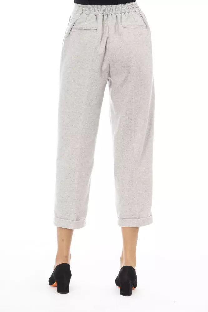 Gray Wool Women Pant