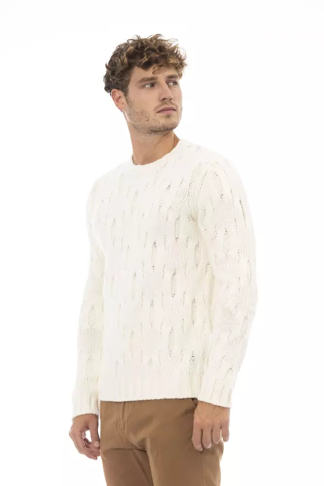 Beige Wool Men Sweater