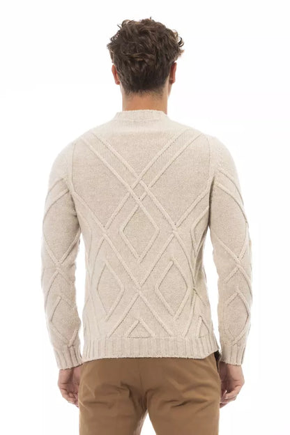 Beige Merino Wool Men Sweater