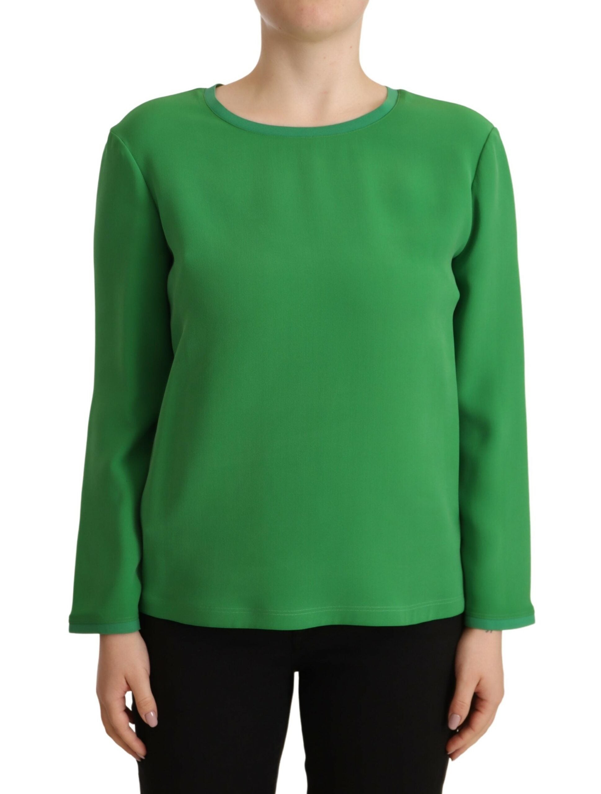 Elegant Silk Long Sleeve Sweater in Lush Green