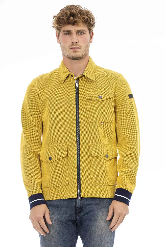 Yellow Cotton Men Jacket