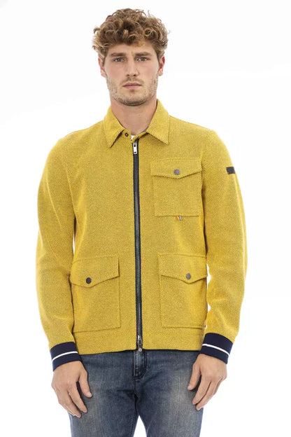 Yellow Cotton Men Jacket