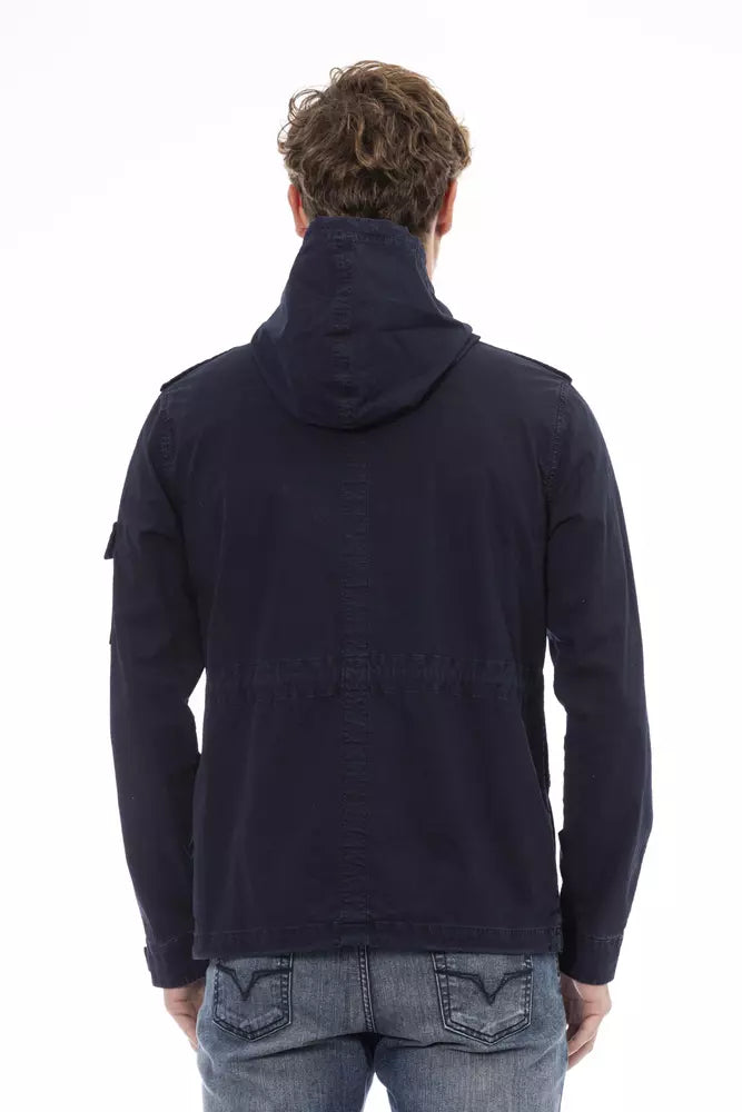 Blue Cotton Men Jacket