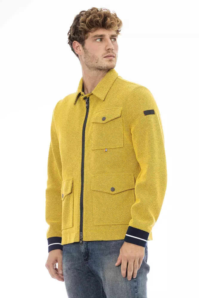 Yellow Cotton Men Jacket