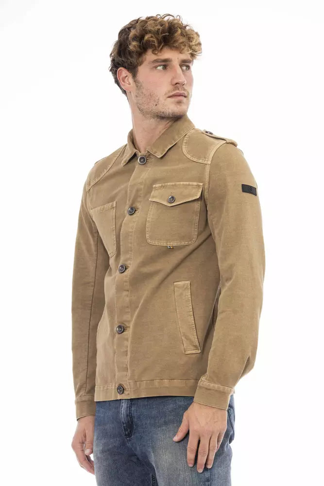 Brown Cotton Men's Jacket