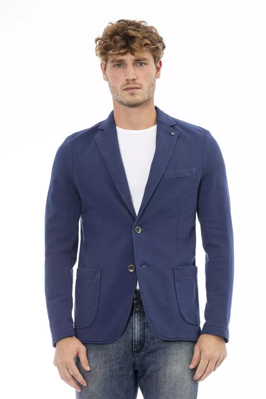 Blue Cotton Men Blazer