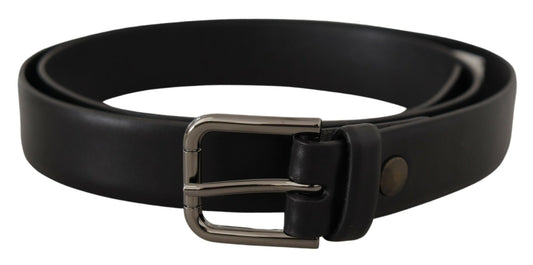 Elegant Black Leather Classic Belt