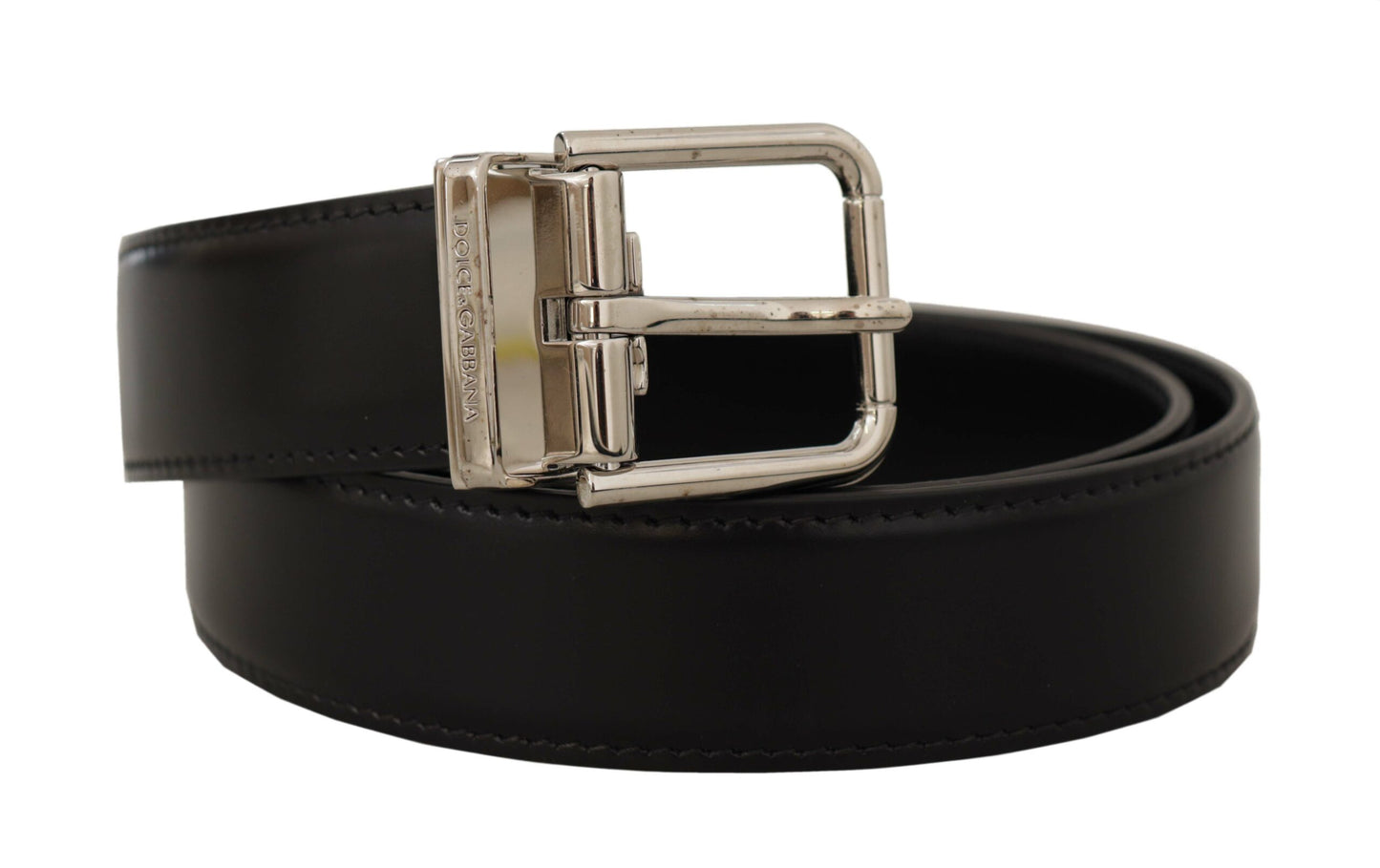 Elegant Black Leather Statement Belt