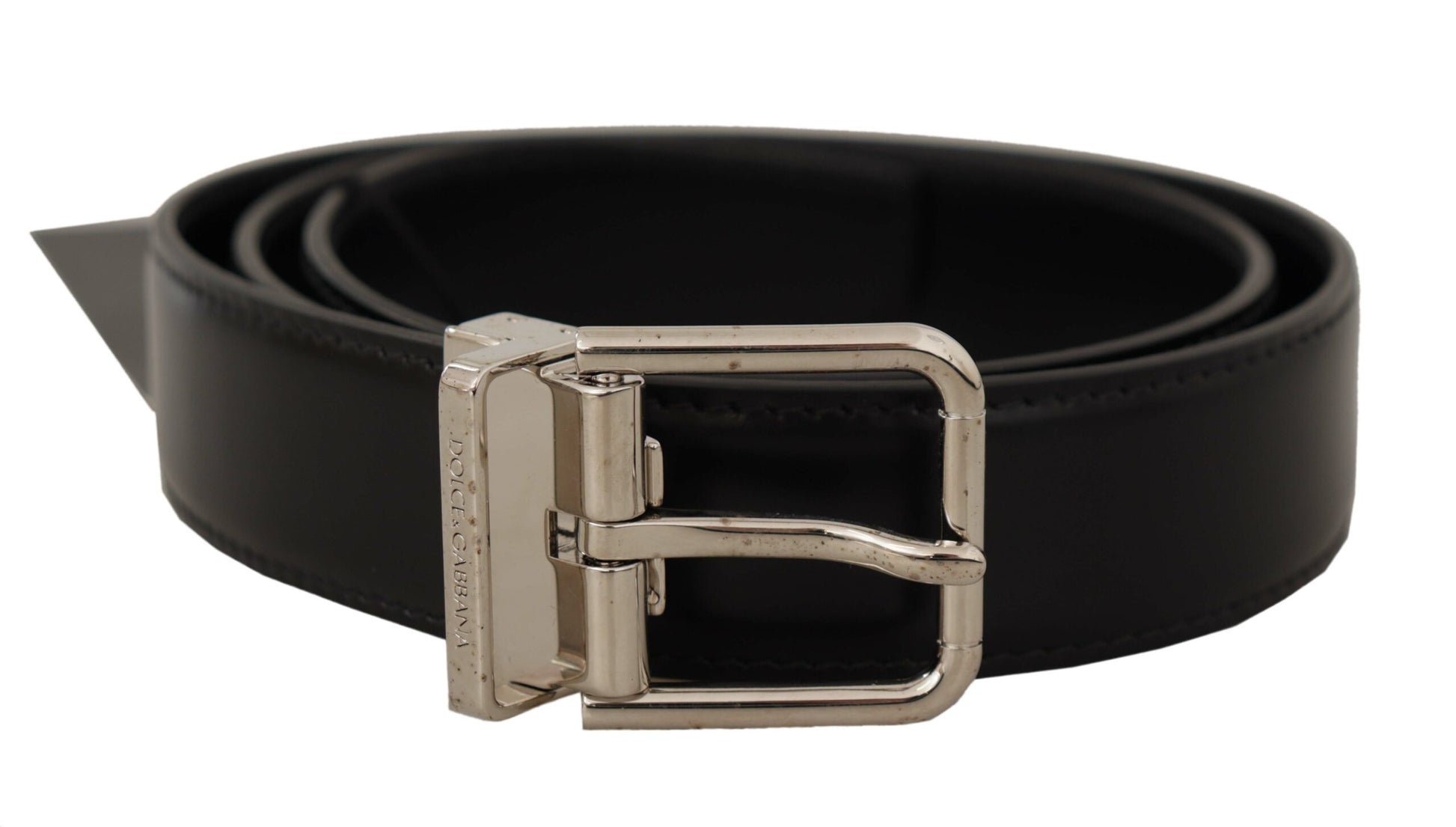 Elegant Black Leather Statement Belt