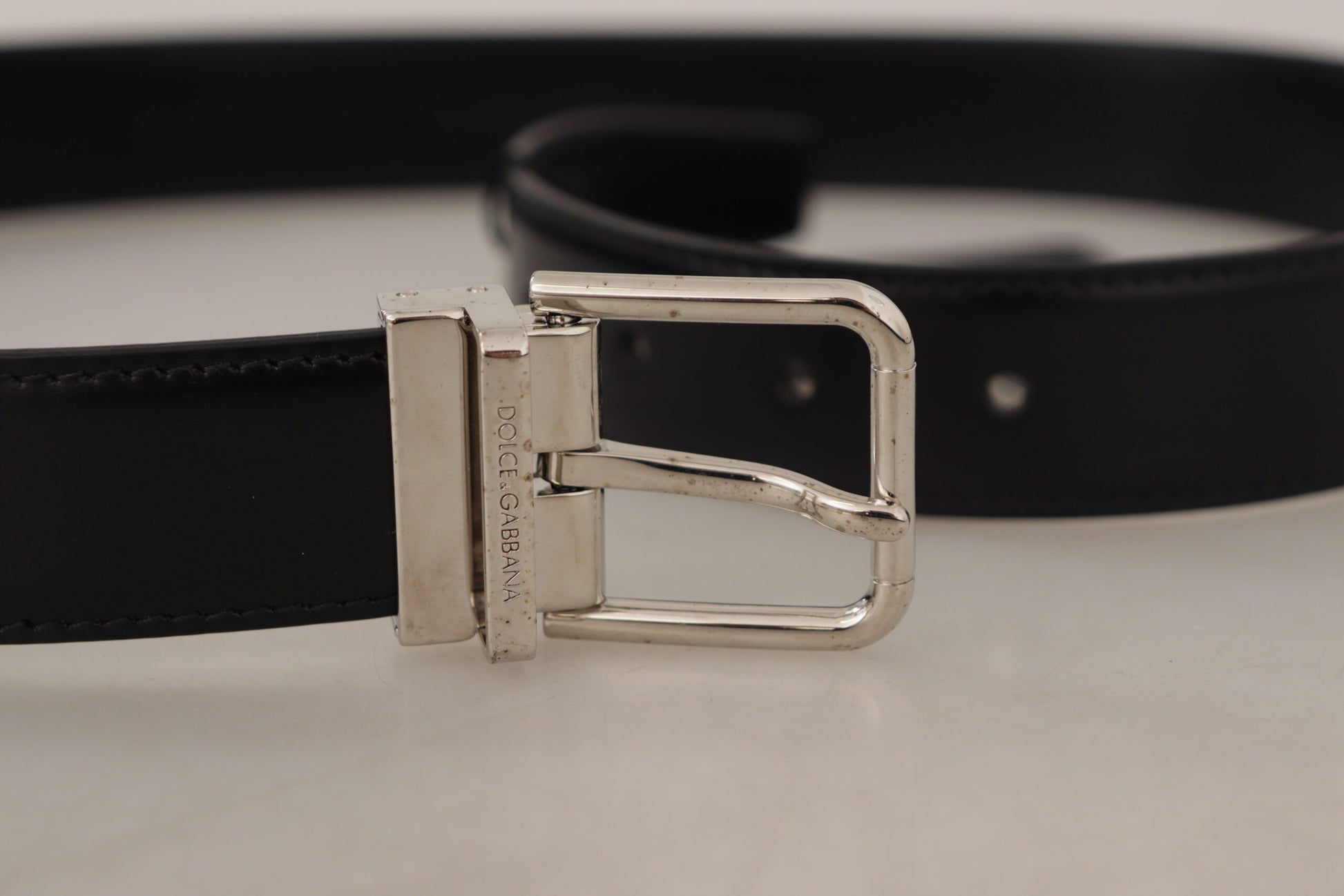 Elegant Black Leather Statement Belt