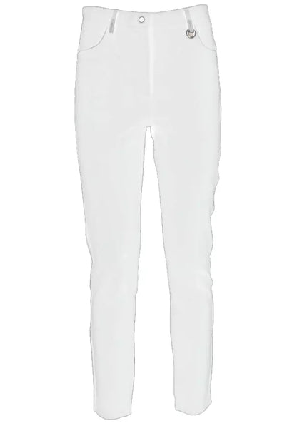 Chic White Slim-Fit Milano Stitch Trousers