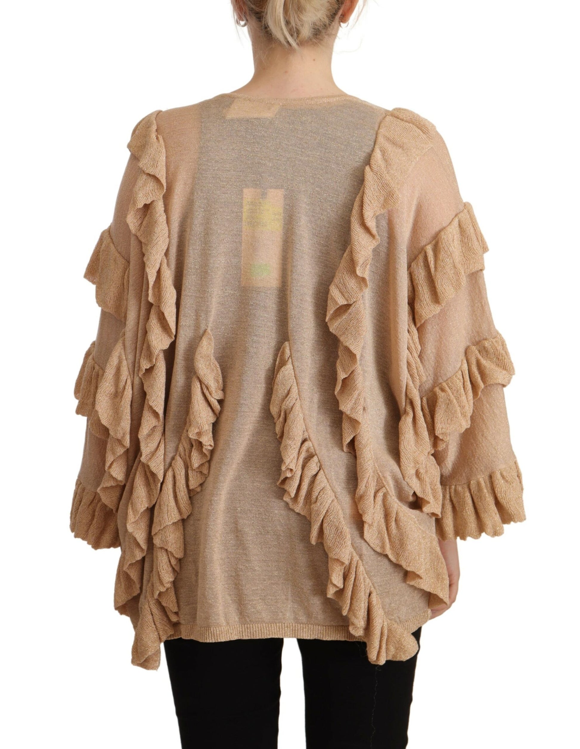 Chic Beige Long Sleeve Open Front Cardigan