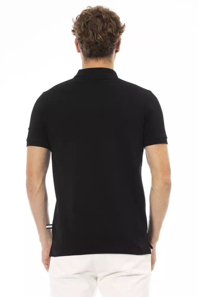 Black Cotton Men Polo Shirt