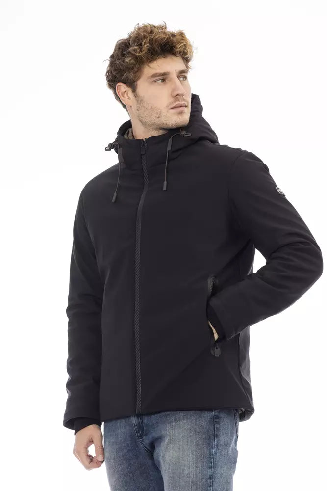 Black Polyester Men Jacket