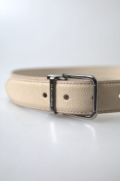 Chic Beige Italian Leather Belt