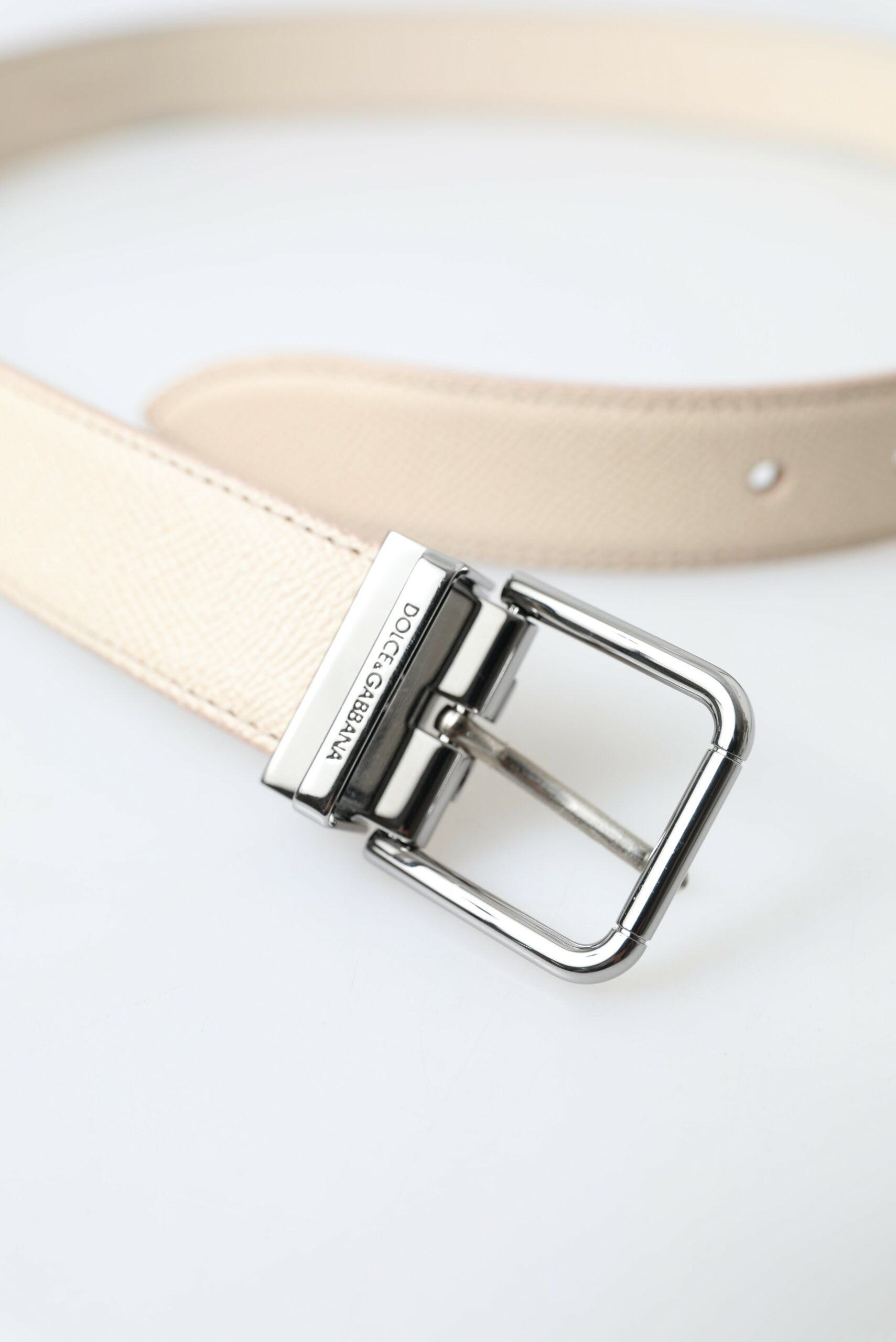 Chic Beige Italian Leather Belt