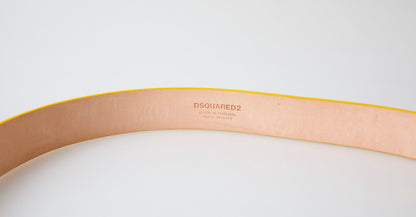 Chic Yellow Suede Leather Waist Belt