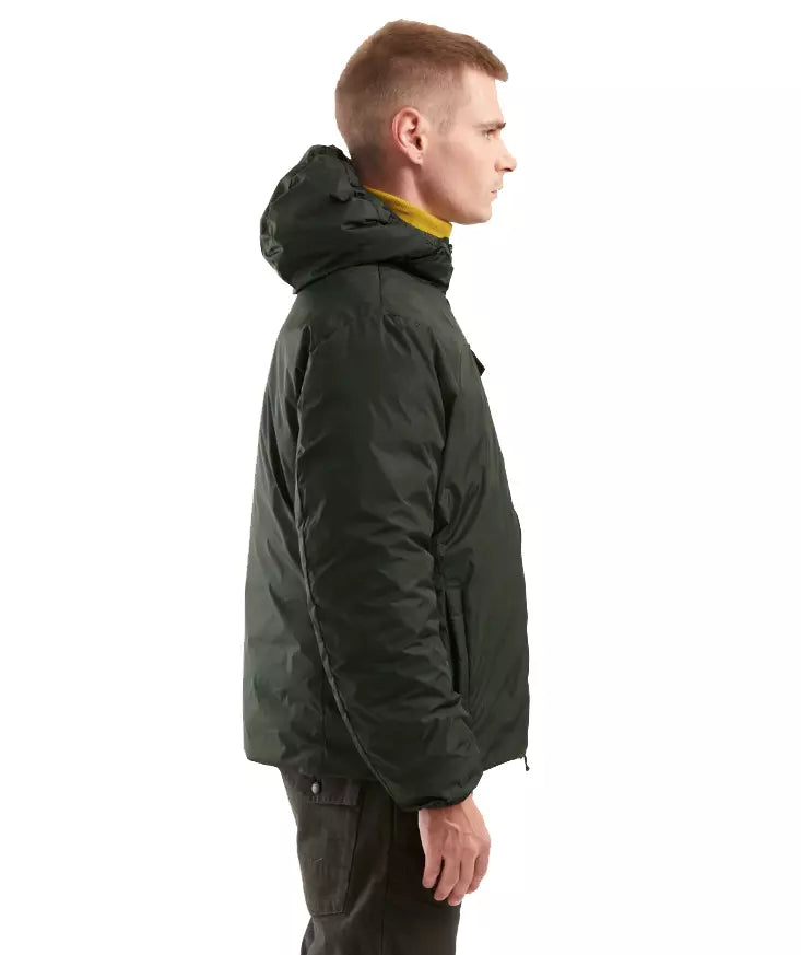 Chic Green Men's Winter Jacket – Smooth & Quilted