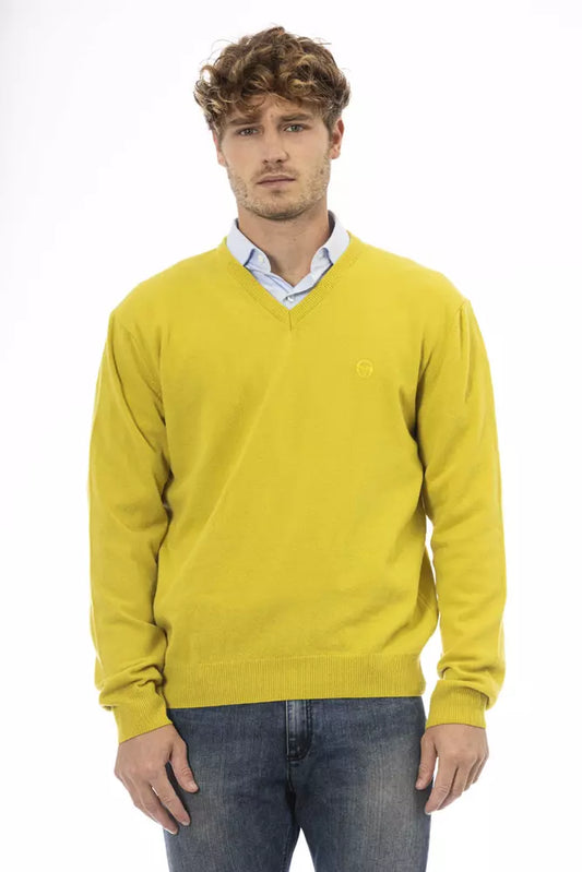 Yellow Wool Men Sweater