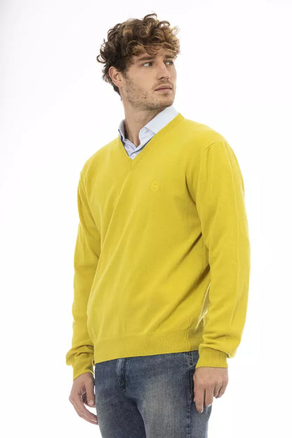 Yellow Wool Men Sweater