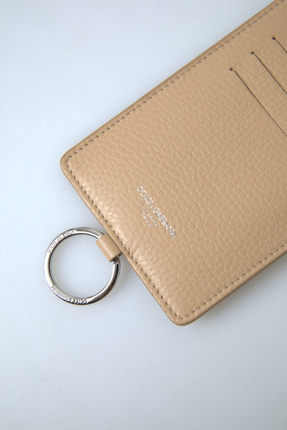 Elegant Beige Leather Cardholder Wallet