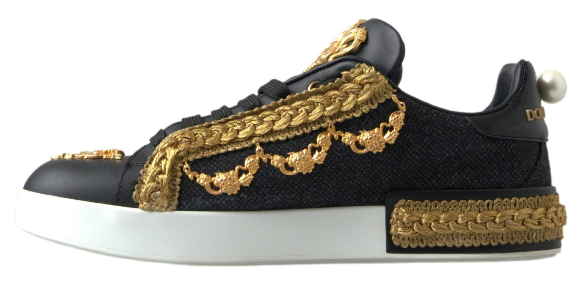 Elegant Portofino Sneakers in Black & Gold