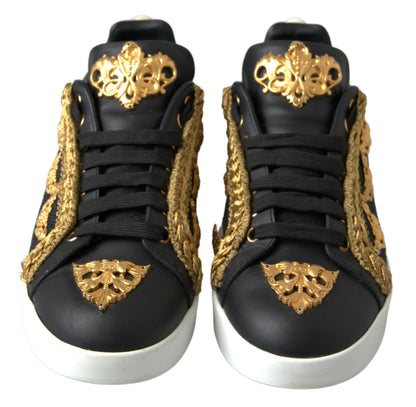 Elegant Portofino Sneakers in Black & Gold