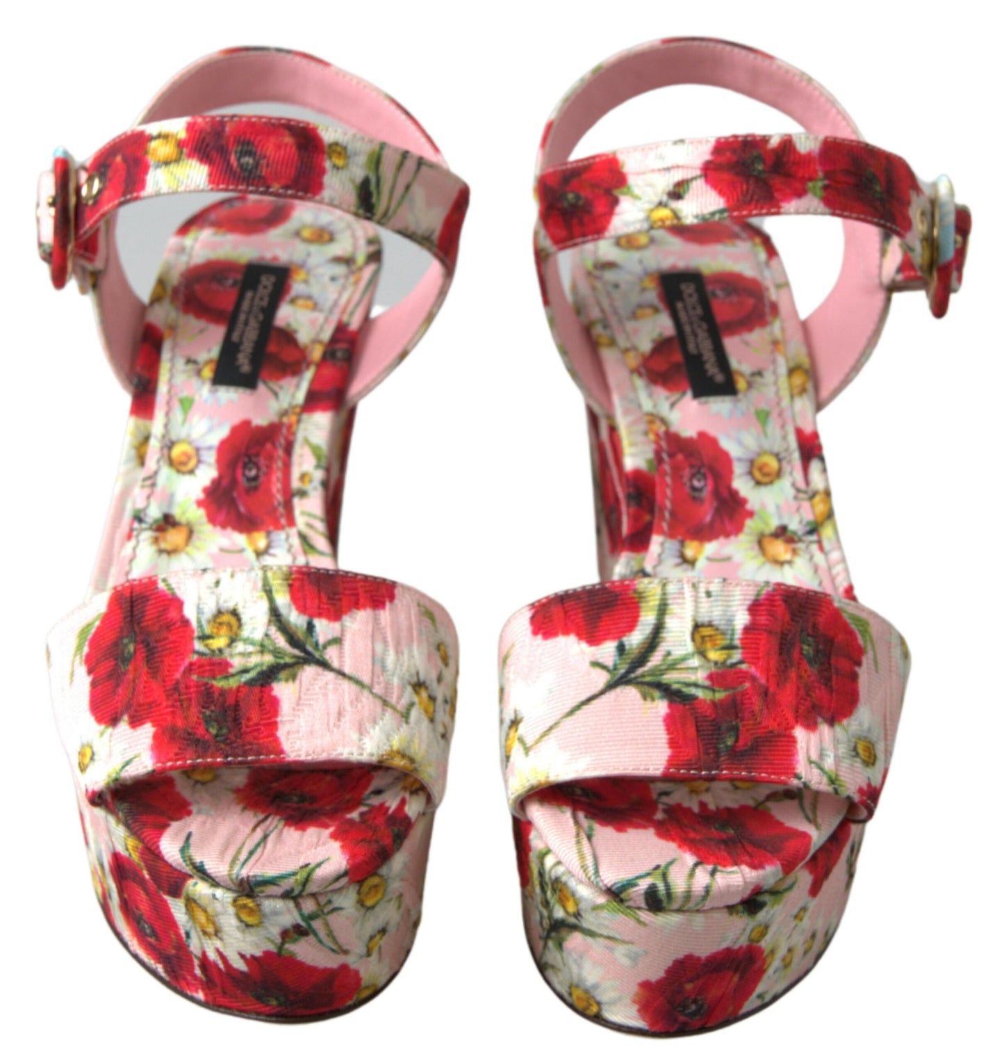 Floral Ankle Strap Wedge Sandals