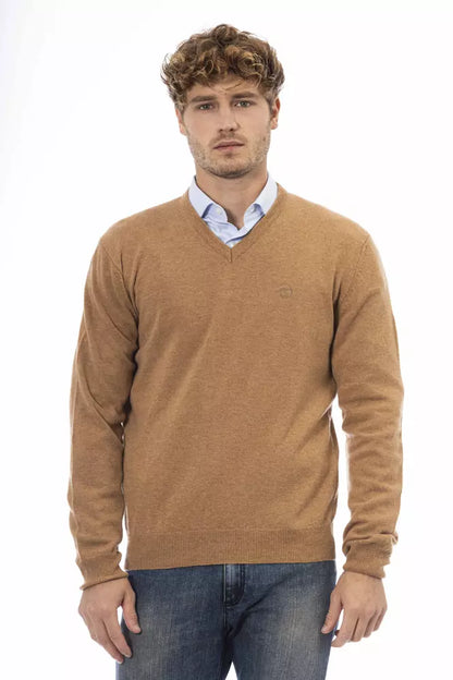 Beige Wool Men Sweater