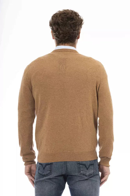 Beige Wool Men Sweater