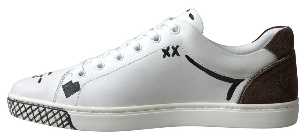 Sleek White Leather Casual Sneakers