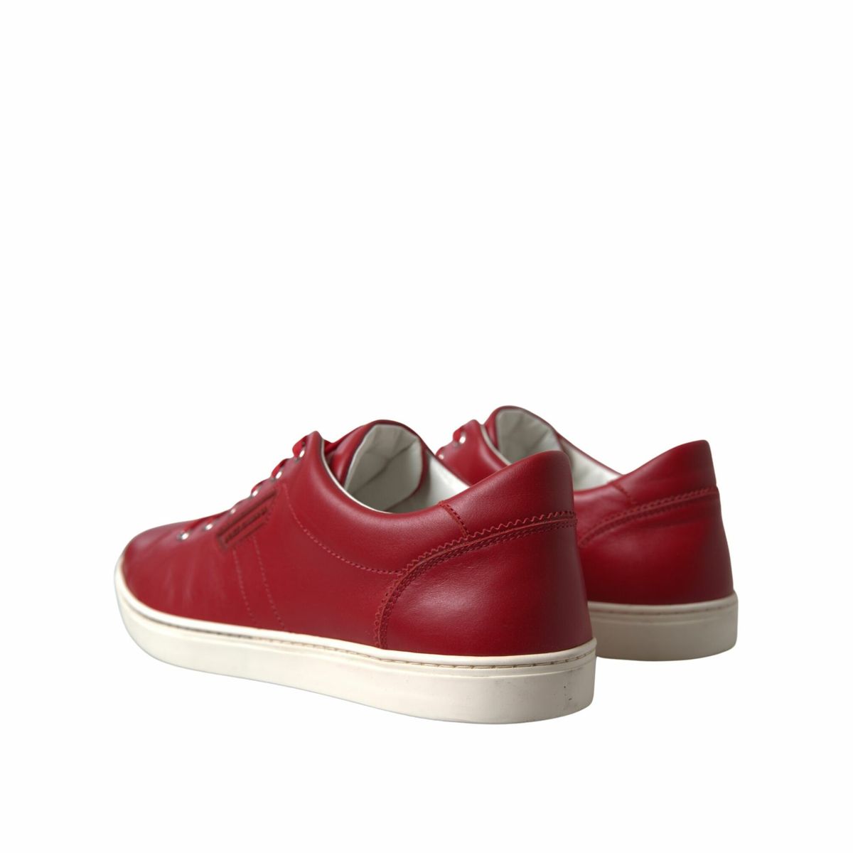 Elegant Red Leather Low Top Sneakers