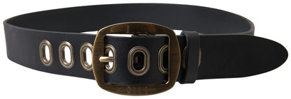 Sleek Italian Leather Belt with Metal Buckle