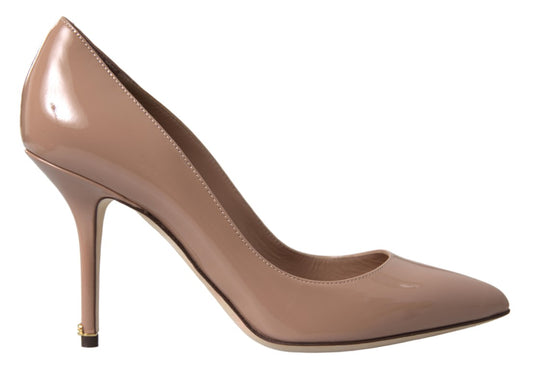 Elegant Beige Patent Leather Pumps