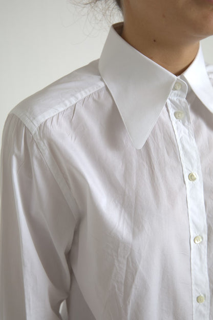 Elegant White Cotton Collared Top