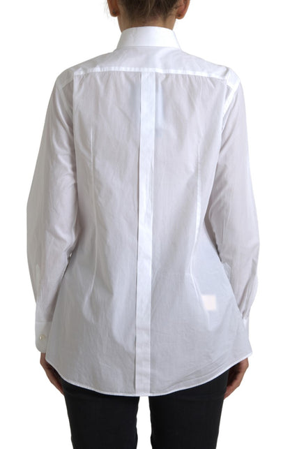 Elegant White Cotton Poplin Dress Shirt