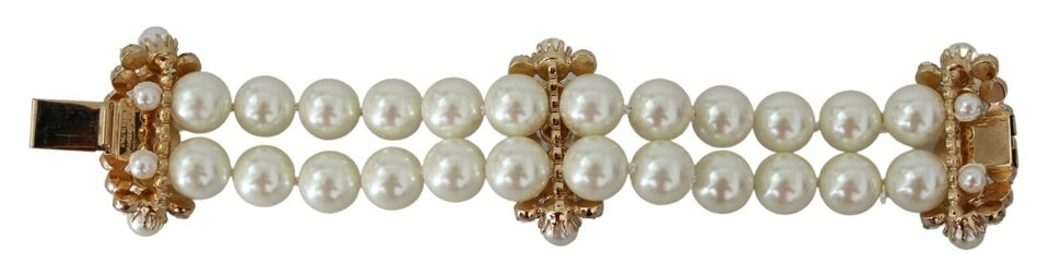 Elegant Faux-Pearl Crystal Bracelet