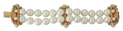 Elegant Faux-Pearl Crystal Bracelet