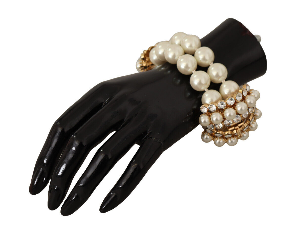 Elegant Faux-Pearl Crystal Bracelet