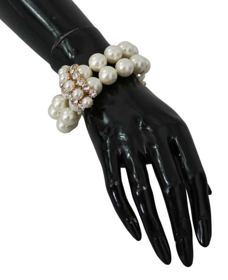 Elegant Faux-Pearl Crystal Bracelet